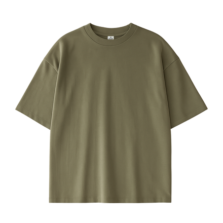 EXAGGERATED BLANK T-SHIRT - OLIVE