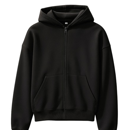 EXAGGERATED ZIP UP - BLACK